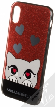 Karl Lagerfeld Choupette Valentine třpytivý ochranný kryt s motivem pro Apple iPhone X (KLHCPXVDCRE) červená (red)