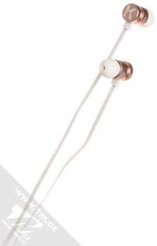 Karl Lagerfeld In-Ear Headphones módní stereo sluchátka s tlačítkem a konektorem Jack 3,5mm růžově zlatá bílá (rose gold white) sluchátka