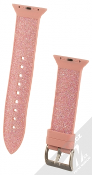 Kingxbar Crystal Fabric Band Silikonový třpytivý řemínek pro Apple Watch 42mm, Watch 44mm, Watch 45mm růžová (pink)