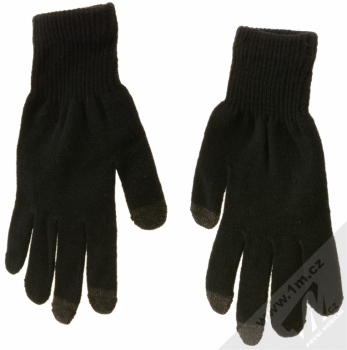 Natec Touchscreen Gloves Black pletené rukavice pro kapacitní dotykový displej černá (black) zezadu (dlaň ruky) zepředu (hřbet ruky)