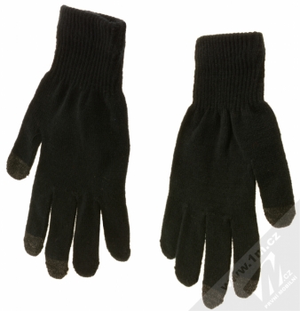 Natec Touchscreen Gloves Black pletené rukavice pro kapacitní dotykový displej černá (black) zezadu (dlaň ruky)