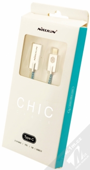 Nillkin Chic opletený USB kabel s USB Type-C konektorem pro mobilní telefon, mobil, smartphone, tablet modrozelená (green) krabička