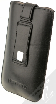 Pierre Cardin SLIM H10-11 vertikální výsuvné kožené pouzdro černá (black) zezadu
