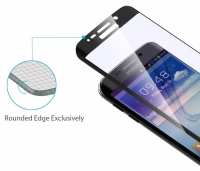 Poly Source Koala barevné ochranné tvrzené sklo na kompletní zahnutý displej pro Samsung Galaxy S6 Edge černá (black)