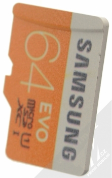 Samsung microSDXC 64GB EVO Class 10 paměťová karta + adaptér USB čtečka bílá (white) paměťová karta zepředu
