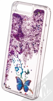 Sligo Liquid Glitter Butterfly ochranný kryt s přesýpacím efektem třpytek pro Huawei P10 fialová (purple) animace 2