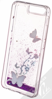 Sligo Liquid Glitter Butterfly ochranný kryt s přesýpacím efektem třpytek pro Huawei P10 fialová (purple) zepředu