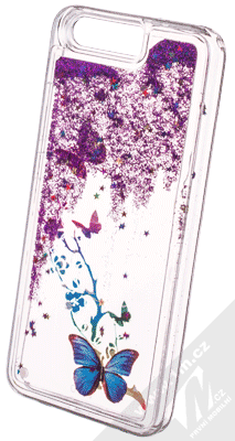 Sligo Liquid Glitter Butterfly ochranný kryt s přesýpacím efektem třpytek pro Huawei P10 fialová (purple)