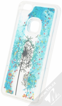 Sligo Liquid Glitter Flower ochranný kryt s přesýpacím efektem třpytek pro Huawei P10 Lite tyrkysová (cyan) animace 3