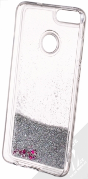 Sligo Liquid Glitter Full ochranný kryt s přesýpacím efektem třpytek pro Huawei P Smart stříbrná (silver) zepředu