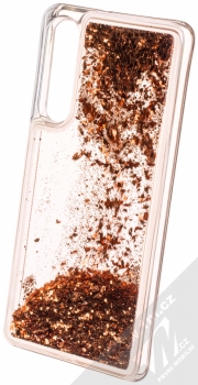 Sligo Liquid Sparkle Full ochranný kryt s přesýpacím efektem třpytek pro Huawei P30 červeně zlatá (blush gold) animace 3