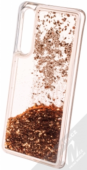 Sligo Liquid Sparkle Full ochranný kryt s přesýpacím efektem třpytek pro Huawei P30 červeně zlatá (blush gold) animace 5