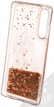 Sligo Liquid Sparkle Full ochranný kryt s přesýpacím efektem třpytek pro Huawei P30 červeně zlatá (blush gold) zepředu