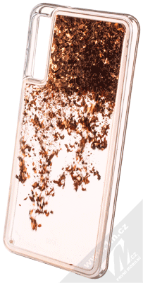 Sligo Liquid Sparkle Full ochranný kryt s přesýpacím efektem třpytek pro Samsung Galaxy A7 (2018) červeně zlatá (blush gold)