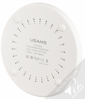 USAMS Carbon Fiber Mini Wireless Charging Pad podložka bezdrátového Qi nabíjení bílá (white) zezdola