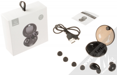 USAMS LI Dual Wireless Earphones headset stereo sluchátka černá (black) balení