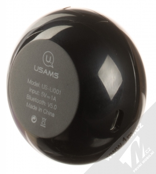 USAMS LI Dual Wireless Earphones headset stereo sluchátka černá (black) nabíjecí pouzdro zezadu