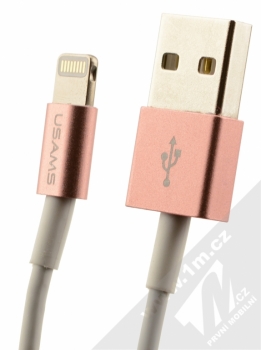 USAMS MFi USB kabel s Apple Lightning konektorem pro Apple iPhone, iPad, iPod (licence MFi) růžově zlatá (rose gold)