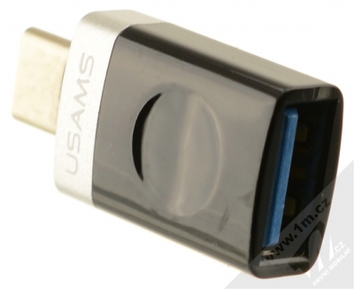 USAMS OTG miniaturní a elegantní OTG redukce z USB Type-C na USB pro mobilní telefon, mobil, smartphone, tablet černá stříbrná (black silver) USB konektor