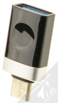 USAMS OTG miniaturní a elegantní OTG redukce z USB Type-C na USB pro mobilní telefon, mobil, smartphone, tablet černá stříbrná (black silver) zezadu