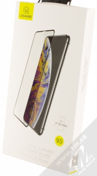 USAMS Soft Side Curved Tempered Glass ochranné tvrzené sklo na kompletní displej pro Apple iPhone XS Max černá (black) krabička