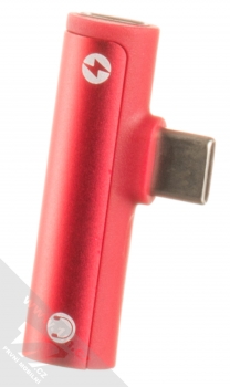 USAMS Type-C + 3.5mm Audio Adapter miniaturní rozdvojka z USB Type-C konektor na jack 3,5mm a USB Type-C konektor červená (red)
