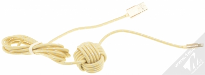 USAMS U-Camo Ball pletený USB kabel s Lightning konektorem pro Apple iPhone, iPad, iPod - délka 1,5 metru zlatá stříbrná (gold silver) balení