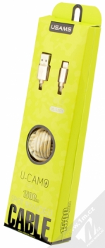 USAMS U-Camo Ball pletený USB kabel s Lightning konektorem pro Apple iPhone, iPad, iPod - délka 1,5 metru zlatá stříbrná (gold silver) krabička