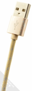 USAMS U-Camo Ball pletený USB kabel s Lightning konektorem pro Apple iPhone, iPad, iPod - délka 1,5 metru zlatá stříbrná (gold silver) USB konektor