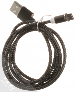 USAMS U-Sure Braided Magnetic Cable USB kabel s magnetickým pinovým konektorem a samostatnou magnetickou záslepkou s microUSB konektorem černá (black) komplet připnutá záslepka