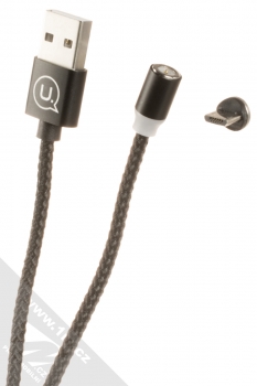 USAMS U-Sure Braided Magnetic Cable USB kabel s magnetickým pinovým konektorem a samostatnou magnetickou záslepkou s microUSB konektorem černá (black)