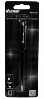 Vakoss kapacitní stylus, dotykové pero s propiskou, pro mobilní telefon, mobil, smartphone, tablet černá (black) krabička