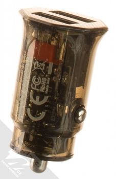 XO CC49 nabíječka do auta s 2x USB výstupy 2,4A černá průhledná (black transparent) zezadu