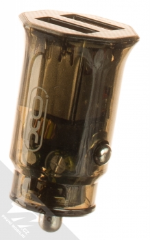 XO CC49 nabíječka do auta s 2x USB výstupy 2,4A černá průhledná (black transparent)