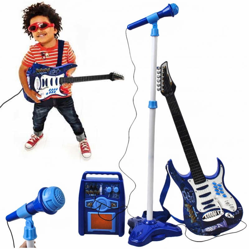 1Mcz Rocková elektrická kytara, zesilovač a mikrofon