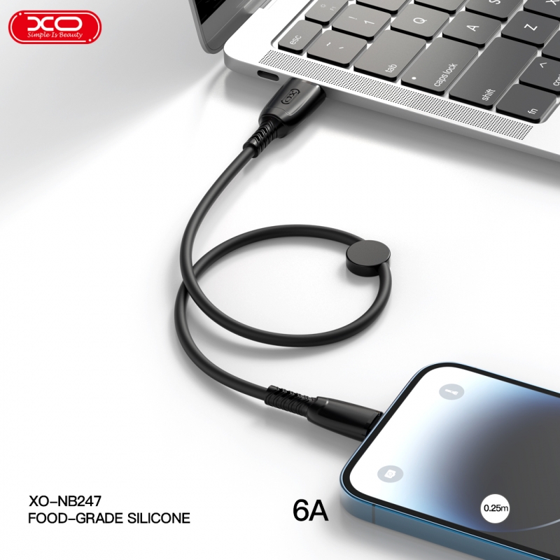 XO NB247A USB kabel délky 25cm 6A s Apple Lightning konektorem