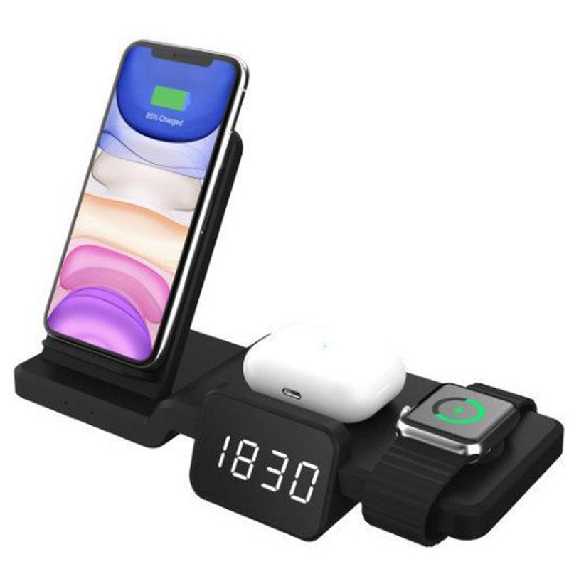 1Mcz Wireless Charger with Time Display 4in1 15W dokovací stanice s hodinami pro Apple iPhone, Apple Watch a Apple AirPods