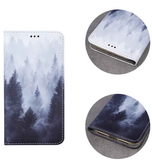 1Mcz Trendy Book Temný les v mlze 1 flipové pouzdro pro Apple iPhone 12 mini