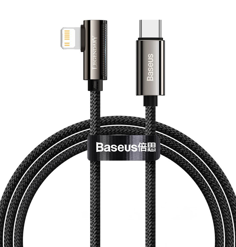 Baseus Legend Elbow Cable zalomený opletený USB Type-C kabel délky 2 metry s Apple Lightning konektorem (CATLCS-A01)