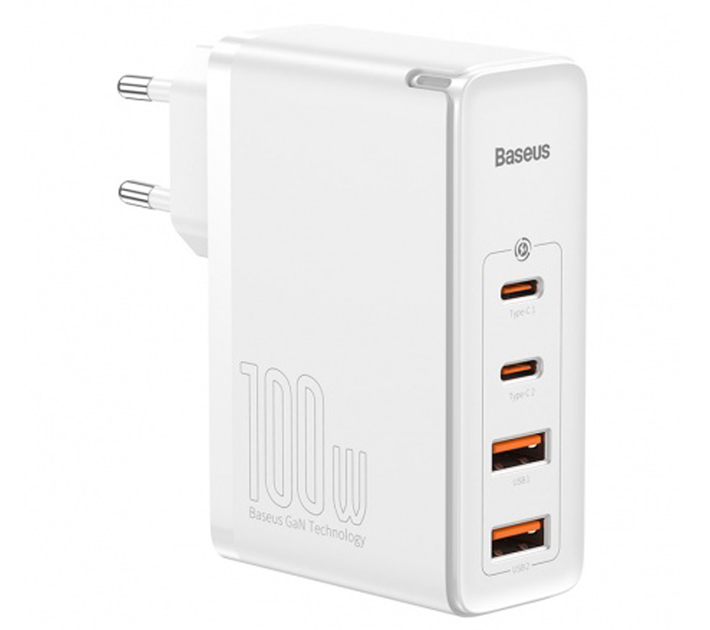 Baseus GaN2 Pro Quick Charger nabíječka do sítě s 2x USB + 2x USB Type-C výstupy 100W a USB Type-C kabel (CCGAN2P-L01)