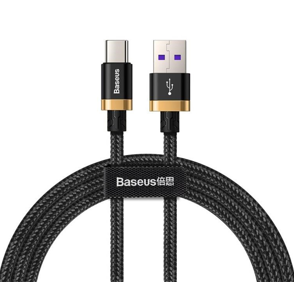 Baseus Purple Gold opletený USB kabel délky 2 metry s USB Type-C konektorem (CATZH-BV1)