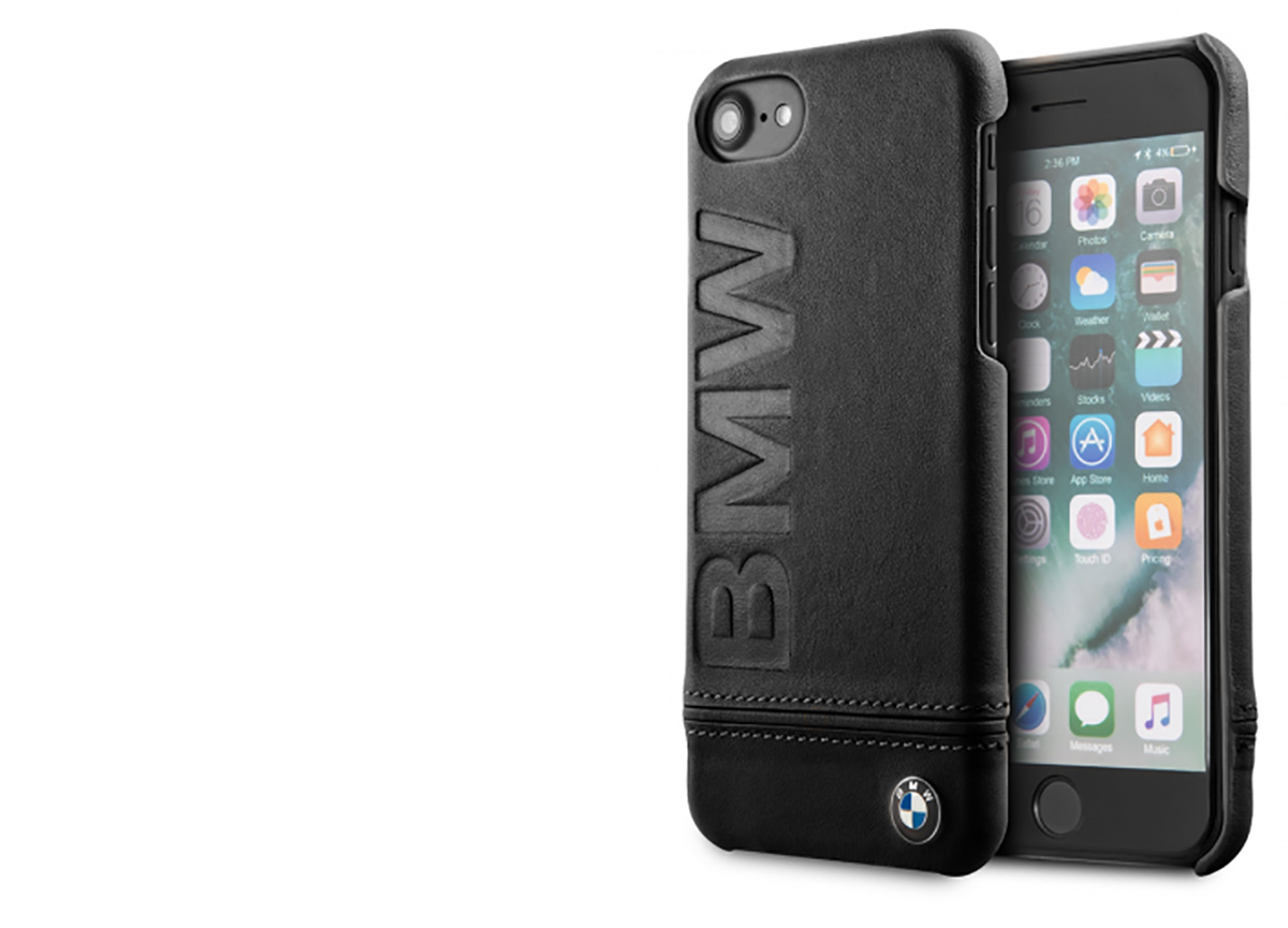 BMW Signature Real Leather kožený ochranný kryt pro Apple iPhone 6, iPhone 6S, iPhone 7, iPhone 8 (BMHCI8LLSB)