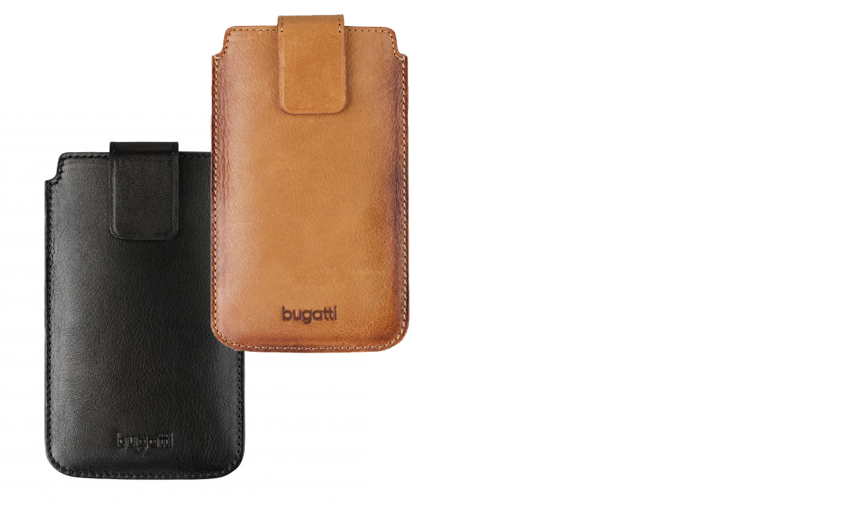 Bugatti Francoforte Full Grain Leather Universal Sleeve 2ML univerzální pouzdro z pravé kůže pro mobilní telefon, mobil, smartphone