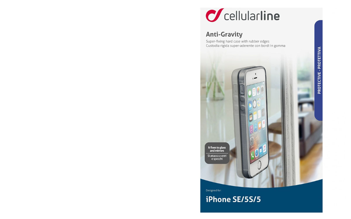 CellularLine Anti-Gravity ochranný kryt s přísavnou plochou pro Apple iPhone 5, 5S, SE