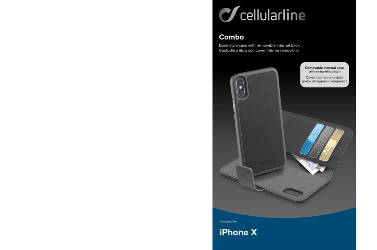 CellularLine Combo flipové pouzdro s ochranným krytem pro Apple iPhone X, iPhone XS