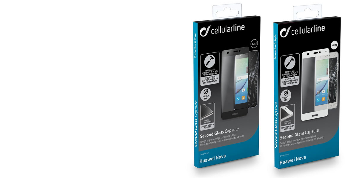 CellularLine Second Glass Capsule ochranné trvzené sklo na kompletní displej pro Huawei Nova.