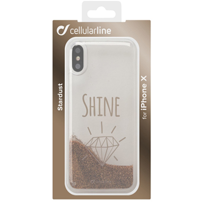 CellularLine Stardust Shine ochranný kryt s přesýpacím efektem třpytek pro Apple iPhone X