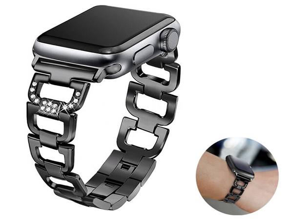 Dahase Bling D-Diamond kovový pásek s krystaly na zápěstí pro Apple Watch 42mm, Watch 44mm