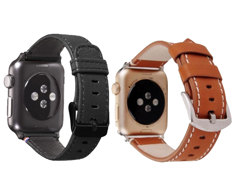 Dahase Stitched Fine Leather Strap kožený pásek na zápěstí pro Apple Watch 42mm, Watch 44mm