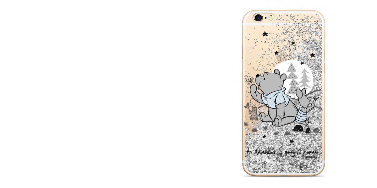 Disney Sand Medvídek Pú a Prasátko 008 ochranný kryt s přesýpacím efektem třpytek s motivem pro Apple iPhone 5, iPhone 5S, iPhone SE